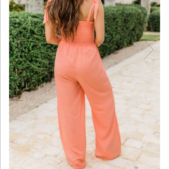 Pink Lily salmon jumpsuit - Picture 3 of 5